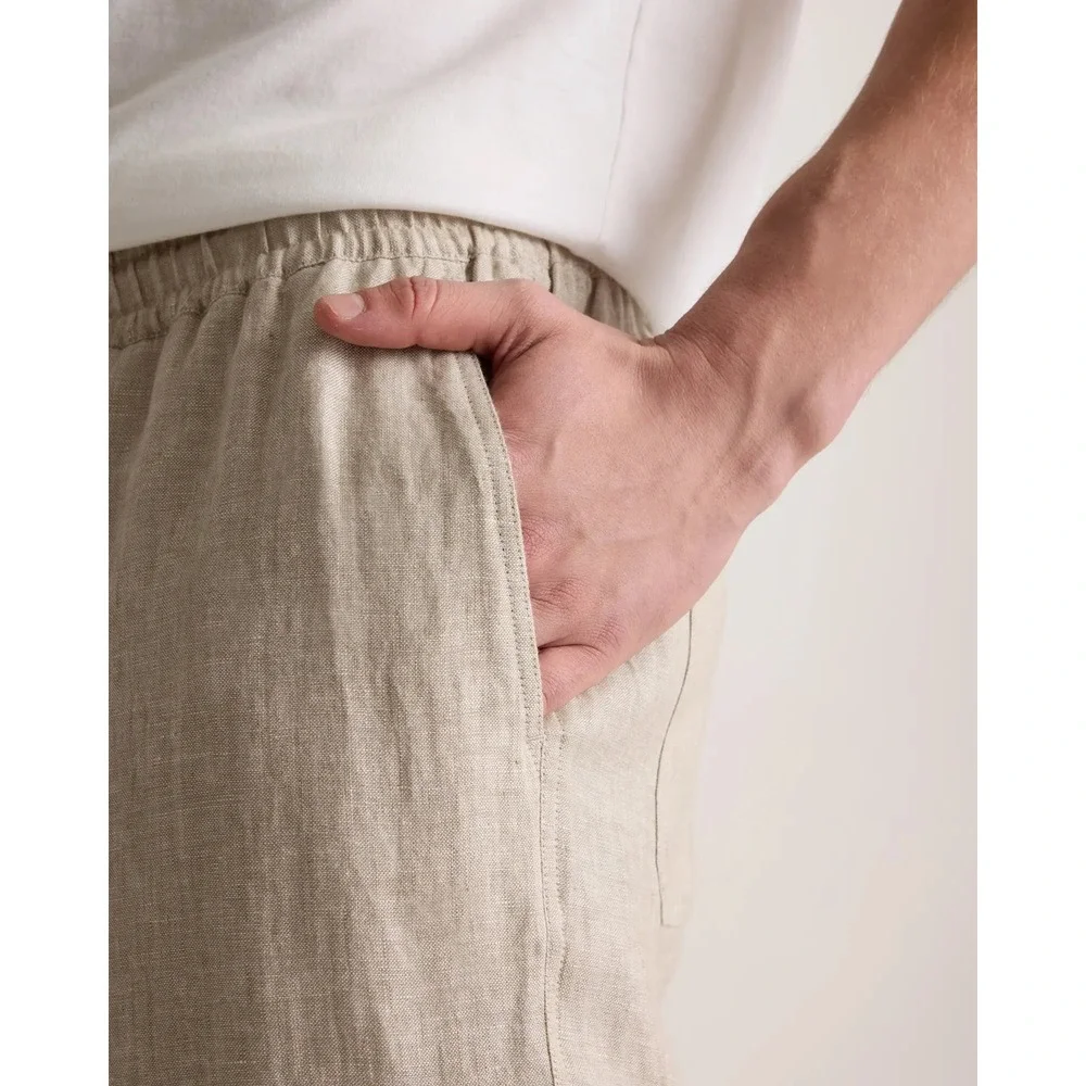 NWT Quince | Linen Drawstring Beach Pants Large Sand European Linen CMA01